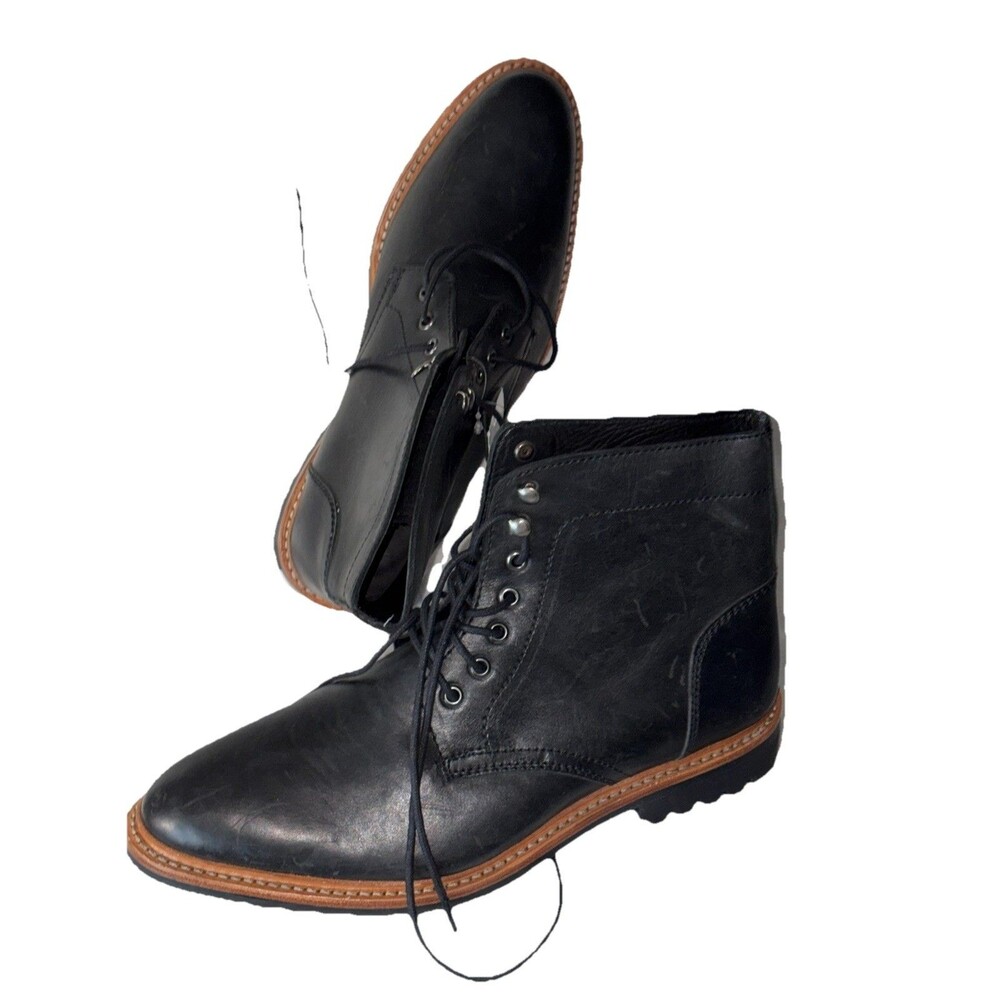 Anthony Veer Essentials Leather Boots Mens 8 Black Goodyear Lincoln Lace Up